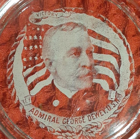 c1898 EGG & DART Commemorative Victory Plate SPAN/AMER. WAR Ad. G DEWEY 5" - Picture 3 of 4